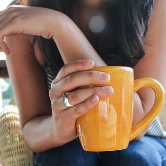 Woman drinking coffee